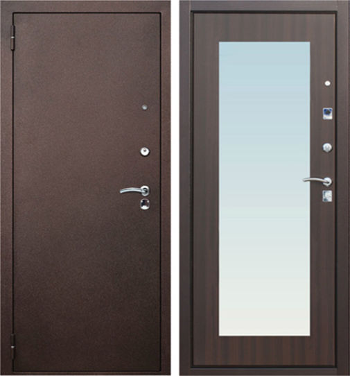 Входная металлическая дверь Порошковое напыление и МДФ с зеркалом СП043